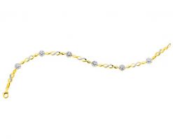 Bransoletka z żółtego złota z diamentami - 18 cm - 0,14 ct - próba 375. Żółte bransoletki Apart, z diamentem, złote. Za 3,690.00 zł.