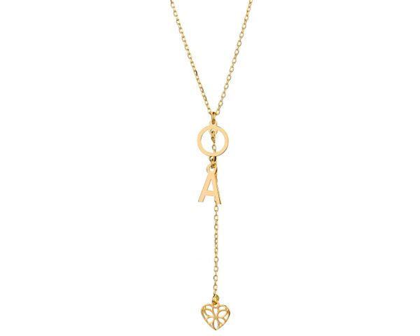 Naszyjnik srebrny - litera A, serce, koło. Szare naszyjniki Apart, pozłacane. Za 189.00 zł.