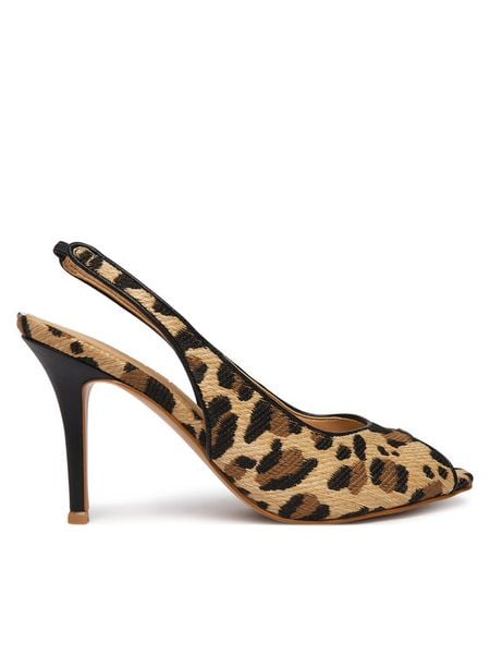 Guess Sandały FLJKL2 ELE07 Beżowy jasny. Brązowe sandały Guess, z aplikacjami, z materiału, bez obcasa, na szpilce, bez zapięcia. Za 397.99 zł.