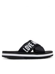 LOVE MOSCHINO Klapki JA28324G0MIX3000 Czarny. Czarne klapki Love Moschino, bez wzorów, z materiału, bez obcasa. Za 719.99 zł.