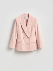 Dwurzędowa marynarka - pastelowy róż. Czerwone marynarki i żakiety Reserved, l, bez wzorów, z tkaniny. Za 229.99 zł.