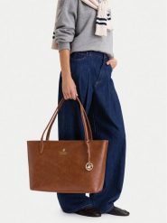 Beverly Hills Polo Club Torebka CEO-BHPC-L-013-10 Brązowy. Brązowe shopper Beverly Hills Polo Club, bez wzorów, ze skóry, bez dodatków. Za 219.99 zł.