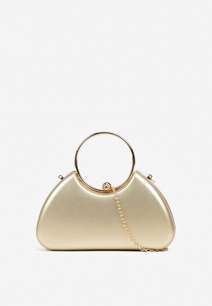 Złota Torebka Typu Kopertówka na Ramię i do Ręki Ozdobiona Metalicznymi Wstawkami Zarione. Żółte torby na ramię Renee, bez wzorów, klasyczne, do ręki, bez dodatków. Za 99.99 zł.