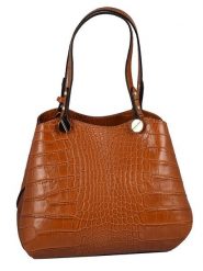 ORE10 Skórzana torebka "Vestar" w kolorze jasnobrązowym - 21 x 26 x 10 cm rozmiar: onesize. Brązowe torby na ramię ORE10, bez wzorów, z materiału, przez ramię, bez dodatków. Za 304.99 zł.