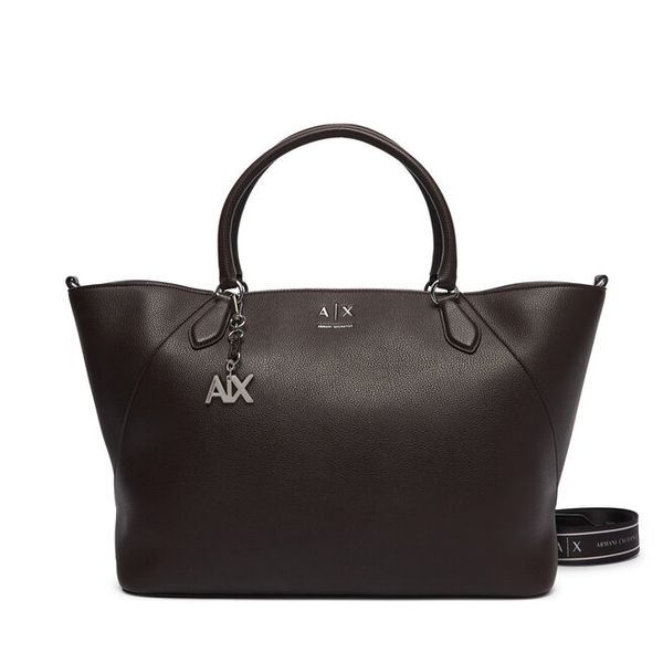 Torebka Armani Exchange. Brązowe shopper Armani Exchange, bez wzorów, bez dodatków. Za 829.99 zł.