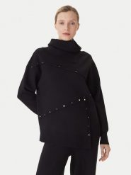 LOLA CASADEMUNT Sweter LF2511010 Czarny Regular Fit. Czarne swetry LOLA CASADEMUNT, xl, bez wzorów, z wiskozy, bez ramiączek. Za 659.99 zł.