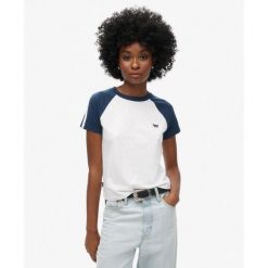 Koszulka retro Essential Logo. Niebieskie koszulki sportowe Superdry, bez wzorów, z bawełny, bez ramiączek. Za 126.45 zł.