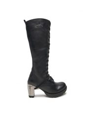 NEW ROCK Kozaki M-TR005-S1 Czarny. Czarne kozaki NEW ROCK, ze skóry, bez obcasa, na słupku, bez zapięcia. Za 1,159.00 zł.