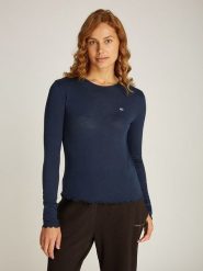TOMMY JEANS Koszulka w kolorze granatowym rozmiar: XS. Niebieskie bluzki Tommy Jeans, xs, bez wzorów, z jeansu, bez kołnierzyka, bez ramiączek. Za 136.45 zł.
