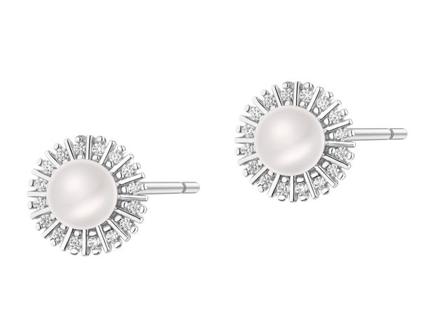 Kolczyki srebrne z perłami i cyrkoniami. Szare kolczyki Apart, z cyrkonią, srebrne. Za 189.00 zł.