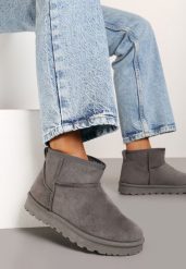 Szare Płaskie Klasyczne Śniegowce z Ociepleniem Emiriellea. Szare trapery i śniegowce Born2be, z jeansu. Za 79.99 zł.