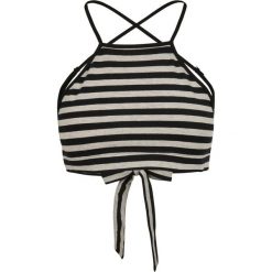 Damski crop top Urban Classic Triangle. Czarne topy Urban Classics, bez wzorów, bez kołnierzyka, bez ramiączek. W wyprzedaży za 39.00 zł.