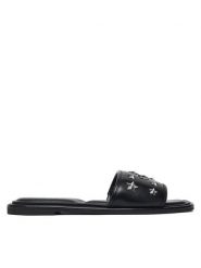 DKNY Klapki K1622909 Czarny. Czarne klapki DKNY, bez wzorów, ze skóry, bez obcasa. Za 529.99 zł.