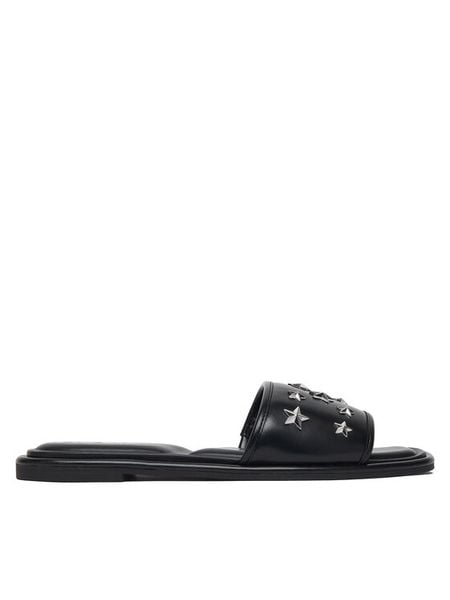 DKNY Klapki K1622909 Czarny. Czarne klapki DKNY, bez wzorów, ze skóry, bez obcasa. Za 529.99 zł.