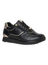 HASSIA Skórzane sneakersy "Porto" w kolorze czarno-złotym rozmiar: 39. Czarne trampki HASSIA, bez wzorów, bez zapięcia. Za 448.99 zł.