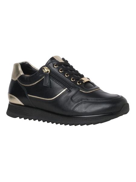 HASSIA Skórzane sneakersy "Porto" w kolorze czarno-złotym rozmiar: 39. Czarne trampki HASSIA, bez wzorów, bez zapięcia. Za 448.99 zł.