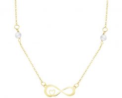 Złoty naszyjnik z perłami - nieskończoność, serce. Żółte naszyjniki Apart, złote. Za 689.00 zł.