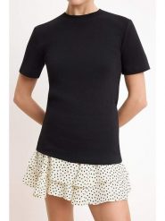 Trendyol Koszulka w kolorze czarnym rozmiar: XL. Czarne bluzki Trendyol, xl, bez wzorów, z bawełny, bez kołnierzyka, bez ramiączek. Za 52.99 zł.