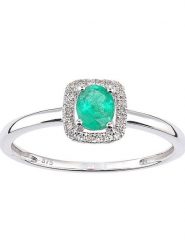 Revoni Złoty pierścionek z diamentami i szmaragdem rozmiar: 58. Szare pierścionki Revoni, z diamentem, złote. Za 1,391.99 zł.