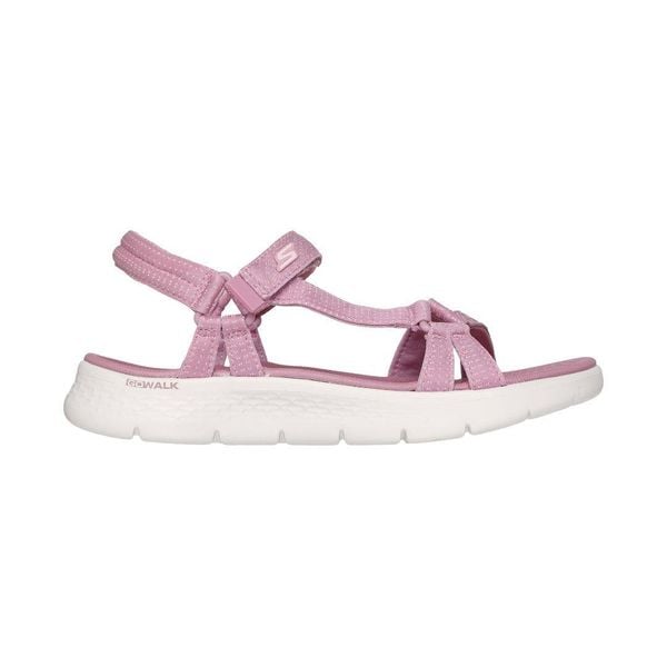 Sandały SKECHERS GO WALK FLEX SANDAL Rose. Czerwone sandały Skechers, bez wzorów, z tkaniny, bez obcasa, bez zapięcia. Za 269.99 zł.