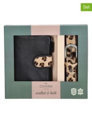 Charm 2-częściowy zestaw w kolorze czarno-jasnobrązowym rozmiar: onesize. Brązowe portfele Charm, bez wzorów, z materiału. Za 132.05 zł.