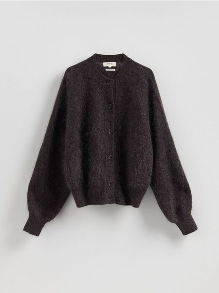 Kardigan z moherem - ciemnoszary. Szare kardigany Reserved, l, bez wzorów, z dzianiny. Za 399.99 zł.