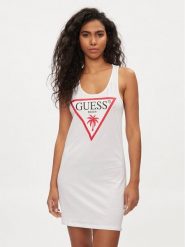 Guess Sukienka letnia E3GP03 JA914 Biały Slim Fit. Białe sukienki Guess, na lato, s, z aplikacjami, z bawełny, bez kołnierzyka, bez ramiączek. Za 99.99 zł.