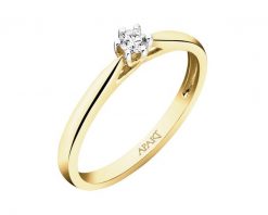 Pierścionek z żółtego złota z brylantem - 0,08 ct - próba 750. Żółte pierścionki Apart, z brylantem, złote. Za 2,059.00 zł.