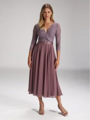 Swing Sukienka koktajlowa 5AE29100 Różowy Regular Fit. Czerwone sukienki Swing, bez wzorów, z syntetyku, wizytowe, bez kołnierzyka, bez ramiączek. Za 429.99 zł.