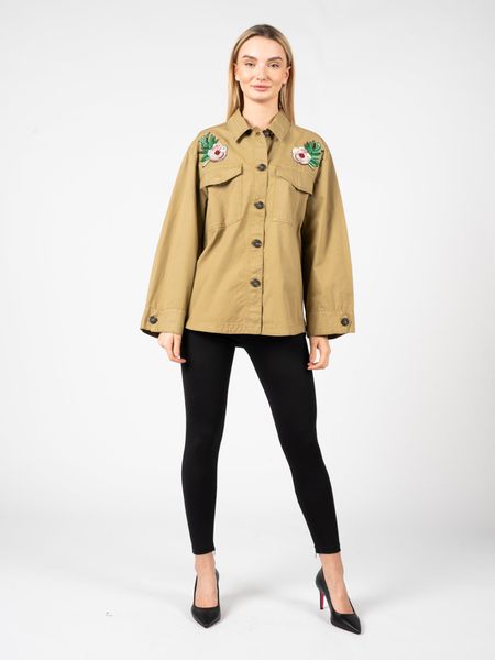 Pinko Koszula "Capo" | 101179 A0V4 | Kobieta | Wojskowa Zieleń. Zielone koszule Pinko, s, z aplikacjami, z bawełny, eleganckie, bez kołnierzyka, bez ramiączek. W wyprzedaży za 329.00 zł.