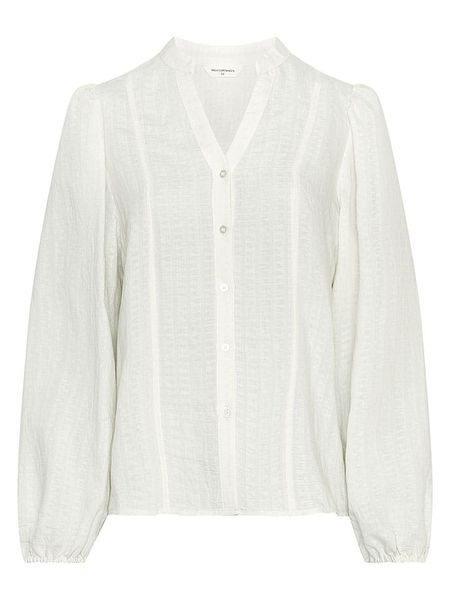MOSS COPENHAGEN Bluzka "Blanka" w kolorze białym rozmiar: S/M. Białe bluzki Moss Copenhagen, m, bez wzorów, bez kołnierzyka, bez ramiączek. Za 189.95 zł.