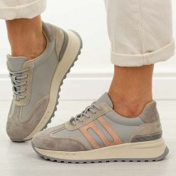 Szare gr bl skórzane półbuty damskie Filippo Dp7733/26. Szare obuwie sportowe Filippo, na jesień, z jeansu, bez zapięcia. Za 249.00 zł.