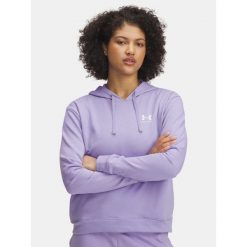 Bluza Damska UA RIVAL TERRY HOODIE 6005511-538. Fioletowe bluzy sportowe Under Armour, bez wzorów, bez kaptura. Za 136.99 zł.