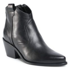 Gino Rossi 46106-01 Czarny. Czarne botki Gino Rossi, bez wzorów, ze skóry, bez obcasa, bez zapięcia. Za 349.99 zł.