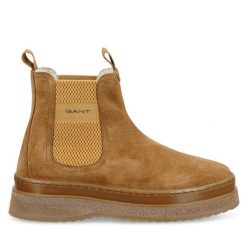 Sztyblety Gant. Brązowe botki GANT, bez wzorów, bez obcasa, na płaskiej podeszwie, bez zapięcia. Za 679.99 zł.