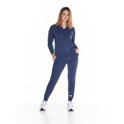 Bluza wygodna z kaptur na czas wolny na co dzień. Niebieskie bluzy LEONE 1947 APPAREL, s, bez wzorów, z dresówki, bez kaptura. W wyprzedaży za 286.28 zł.