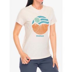 Koszulka z nadrukiem damska Smartwool Horizon View Graphic Short Sleeve. Brązowe koszulki sportowe Smartwool, bez wzorów, bez ramiączek. Za 240.99 zł.