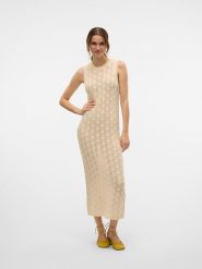 Vero Moda Sukienka w kolorze beżowym rozmiar: XS. Brązowe sukienki Vero Moda, xs, bez wzorów, bez kołnierzyka, bez ramiączek, maxi. Za 105.63 zł.