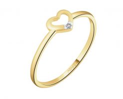 Pierścionek z żółtego złota z diamentem - serce - 0,004 ct - próba 375. Żółte pierścionki Apart, z diamentem, złote. Za 639.00 zł.