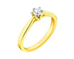 Pierścionek z żółtego złota z brylantem - 0,18 ct - próba 750. Żółte pierścionki Apart, z brylantem, złote. Za 6,190.00 zł.