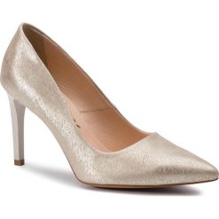 Szpilki OLEKSY - 567/34 Złoty Wzorek Na Białym. Żółte szpilki Oleksy, bez wzorów, z materiału, eleganckie, bez obcasa, na obcasie, bez zapięcia. W wyprzedaży za 199.00 zł.