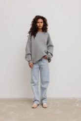 Bluza damska o kroju oversize z HAFTEM w kolorze GREY MELANGE - CRAFT. Szare bluzy Marsala, m, bez wzorów, z bawełny, bez kaptura. Za 349.90 zł.