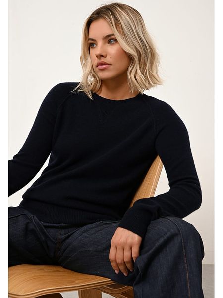 Just Cashmere Kaszmirowy sweter "Helen" w kolorze granatowym rozmiar: XL. Niebieskie swetry Just Cashmere, xl, bez wzorów, z kaszmiru, bez ramiączek. Za 399.95 zł.