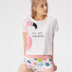 Dwuczęściowa piżama z flamingiem - Biały. Piżamy Sinsay. Za 39.99 zł.