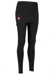 Legginsy sportowe ze spódniczką, dł. przed kostkę. Czarne legginsy bonprix, bez wzorów. Za 84.99 zł.