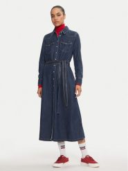 Levi's® Sukienka jeansowa Quinney A8658-0000 Granatowy Regular Fit. Niebieskie sukienki s, bez wzorów, z bawełny, bez kołnierzyka, bez ramiączek. Za 299.99 zł.