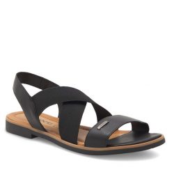 Sandały Lasocki. Czarne sandały Lasocki, bez wzorów, bez obcasa, na koturnie, bez zapięcia. Za 179.99 zł.