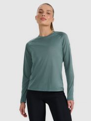 4F Longsleeve do biegania w terenie szybkoschnący damski - turkusowy XL. Niebieskie koszulki sportowe 4f, bez wzorów, z materiału, bez ramiączek, do biegania. Za 149.99 zł.