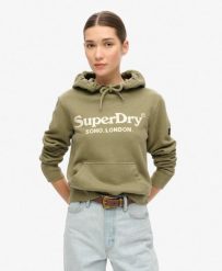 Bluza z kapturem Venue w metalicznym wykończeniem. Zielone bluzy Superdry, bez wzorów, z bawełny, z kapturem. Za 370.05 zł.