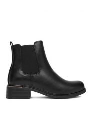 DeeZee Botki HX21055-1A Czarny. Czarne botki DeeZee, bez wzorów, z materiału, bez obcasa, na płaskiej podeszwie, bez zapięcia. Za 179.99 zł.